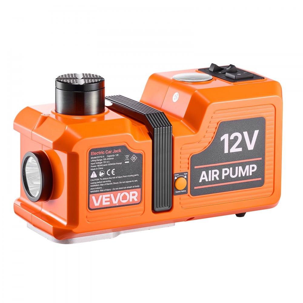 VEVOR Electric Car Jack, 5 Ton Hydraulic Jack Lift with Built-in Air Pump, 12V Car Lift Floor Jack, 6.1-17.7 in Lift Height, Portable Tire Change Tool Inflator Pump with LED Light for SUV Sedan Pickup