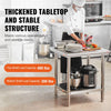VEVOR Stainless Steel Prep Table, 24 x 30 x 31 Inch, 700 lbs Load Capacity, Heavy Duty Metal Worktable with 3 Adjustable Height Levels, Commercial Workstation for Kitchen Garage Restaurant Backyard