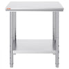 VEVOR Stainless Steel Prep Table, 24 x 30 x 31 Inch, 700 lbs Load Capacity, Heavy Duty Metal Worktable with 3 Adjustable Height Levels, Commercial Workstation for Kitchen Garage Restaurant Backyard