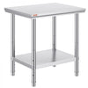 VEVOR Stainless Steel Prep Table, 24 x 30 x 31 Inch, 700 lbs Load Capacity, Heavy Duty Metal Worktable with 3 Adjustable Height Levels, Commercial Workstation for Kitchen Garage Restaurant Backyard