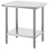 VEVOR Stainless Steel Prep Table, 24 x 30 x 31 Inch, 700 lbs Load Capacity, Heavy Duty Metal Worktable with 3 Adjustable Height Levels, Commercial Workstation for Kitchen Garage Restaurant Backyard