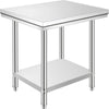 VEVOR Stainless Steel Prep Table, 900x600x800 mm, 700 lbs Load Capacity, Heavy Duty Metal Worktable with 3 Adjustable Height Levels, Commercial Workstation for Kitchen Garage Restaurant Backyard