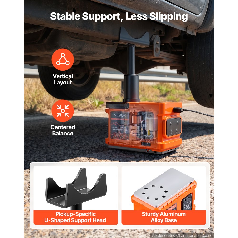 VEVOR 6 Ton Electric Hydraulic Car Jack with Air Wrench & Remote Control, 12V Car Lift Floor Jack with LED Light, 6.5‑18.1 in Lift Height, All-Terrain Portable Tire Change Tool for SUV Sedan Pickup