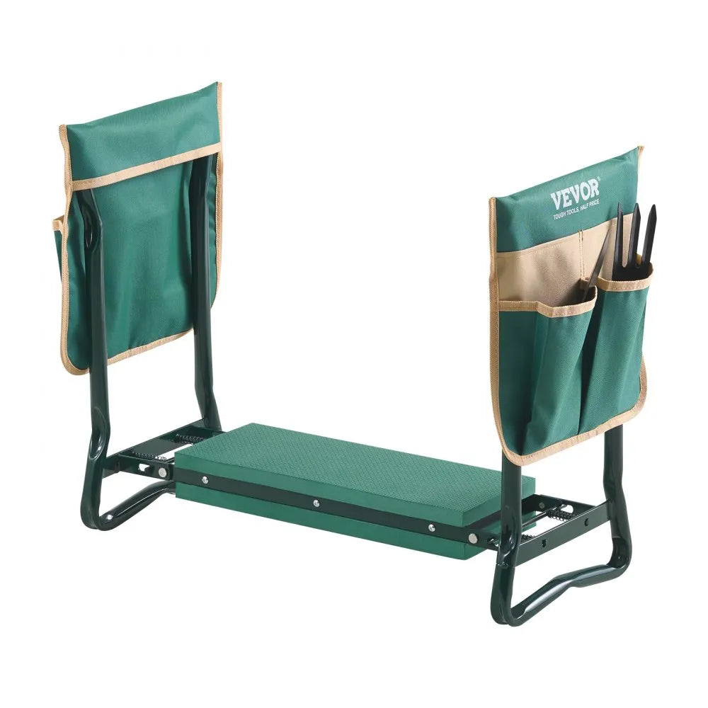 VEVOR Garden Kneeler and Seat, 6 in Wide Kneeling Pad, Heavy Duty Garden Kneeling Stool, Folding Garden Seat with 2 Tool Bags, Relieve Knee & Back Pain, Portable Garden Bench for Women Grandparents