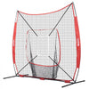 VEVOR 7x7 ft Baseball Softball Practice Net, Portable Baseball Training Net for Hitting Catching Pitching, Backstop Baseball Equipment with Bow Frame, Carry Bag, Strike Zone, Ball, Tee, Ball Collector