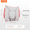 VEVOR 7x7 ft Baseball Softball Practice Net, Portable Baseball Training Net for Hitting Batting Catching Pitching, Backstop Baseball Equipment Training Aids with Strike Zone (Net Only)
