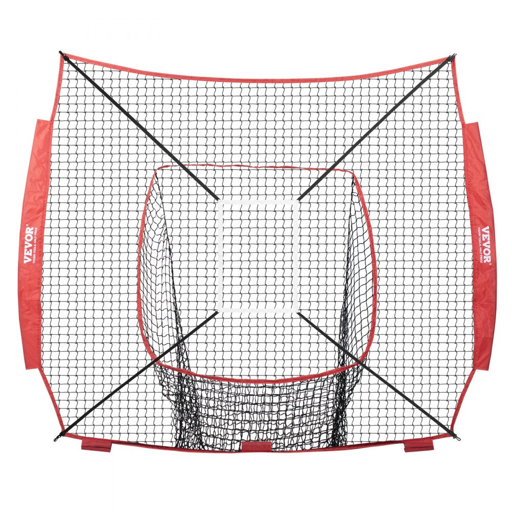 VEVOR 7x7 ft Baseball Softball Practice Net, Portable Baseball Training Net for Hitting Batting Catching Pitching, Backstop Baseball Equipment Training Aids with Strike Zone (Net Only)
