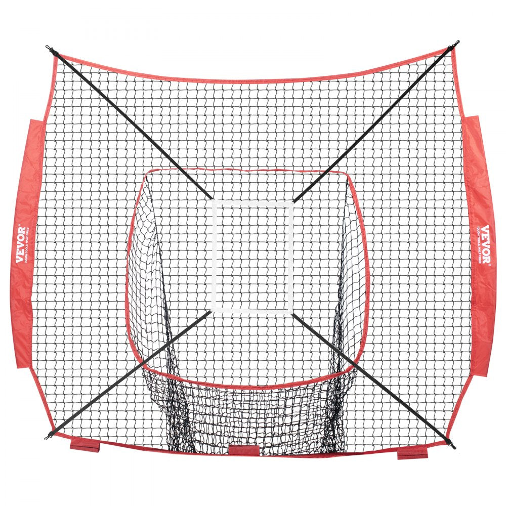 VEVOR 7x7 ft Baseball Softball Practice Net, Portable Baseball Training Net for Hitting Batting Catching Pitching, Backstop Baseball Equipment Training Aids with Strike Zone (Net Only)