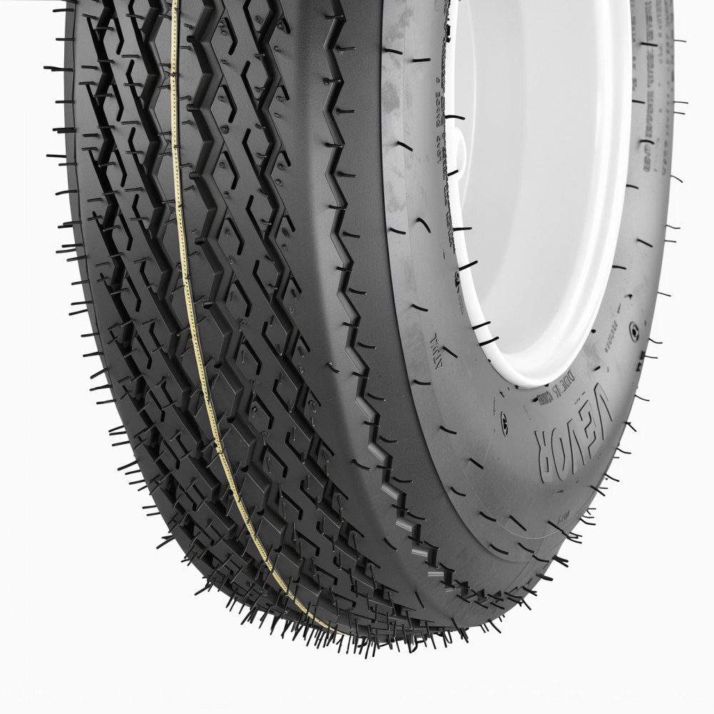 VEVOR 2-Pack Trailer Tire Rim Assembly 4.80-8 with 5 Lug on 4.5 in PCD, 6 Ply Load Range C Trailer Tire on 8" White Rims, 2.8 in Center Bore, Max Load 760LBS 90PSI for Utility/Boat/Camper Trailers