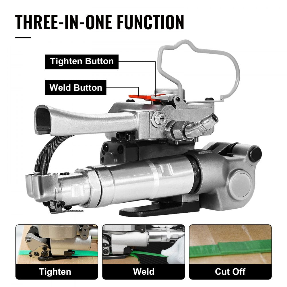 VEVOR A19 Pneumatic Strapping Tool, 1/2\" to 3/4\" Hand Held Strapping Machine, Sealless Strapping Machine for PP PET Strapping