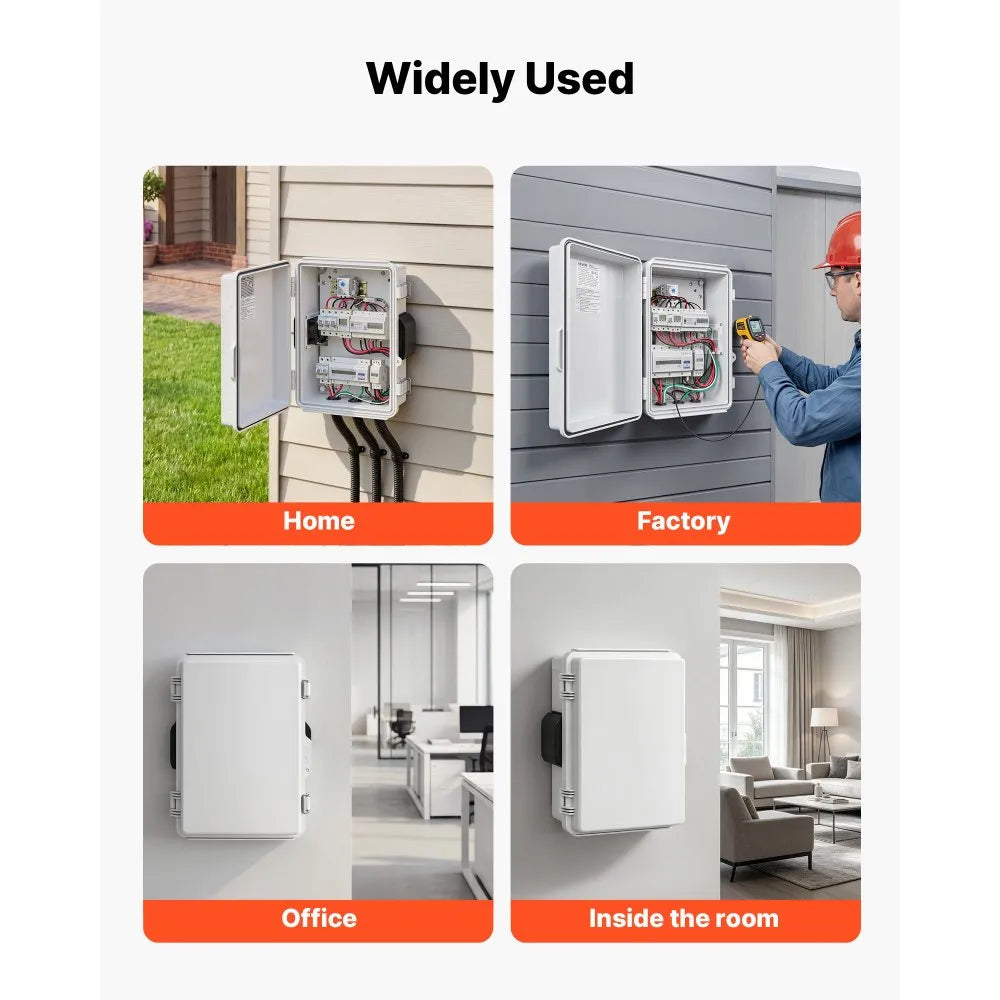 VEVOR Outdoor Electrical Box, ABS, Waterproof Electrical Junction Box with Thermostat and Fan, Mounting Plate, Cable Grommets, Ventilated Plastic Enclosure, 14.2 x 10.8 x 5.9 in, IP65 for Indoor/Outdoor