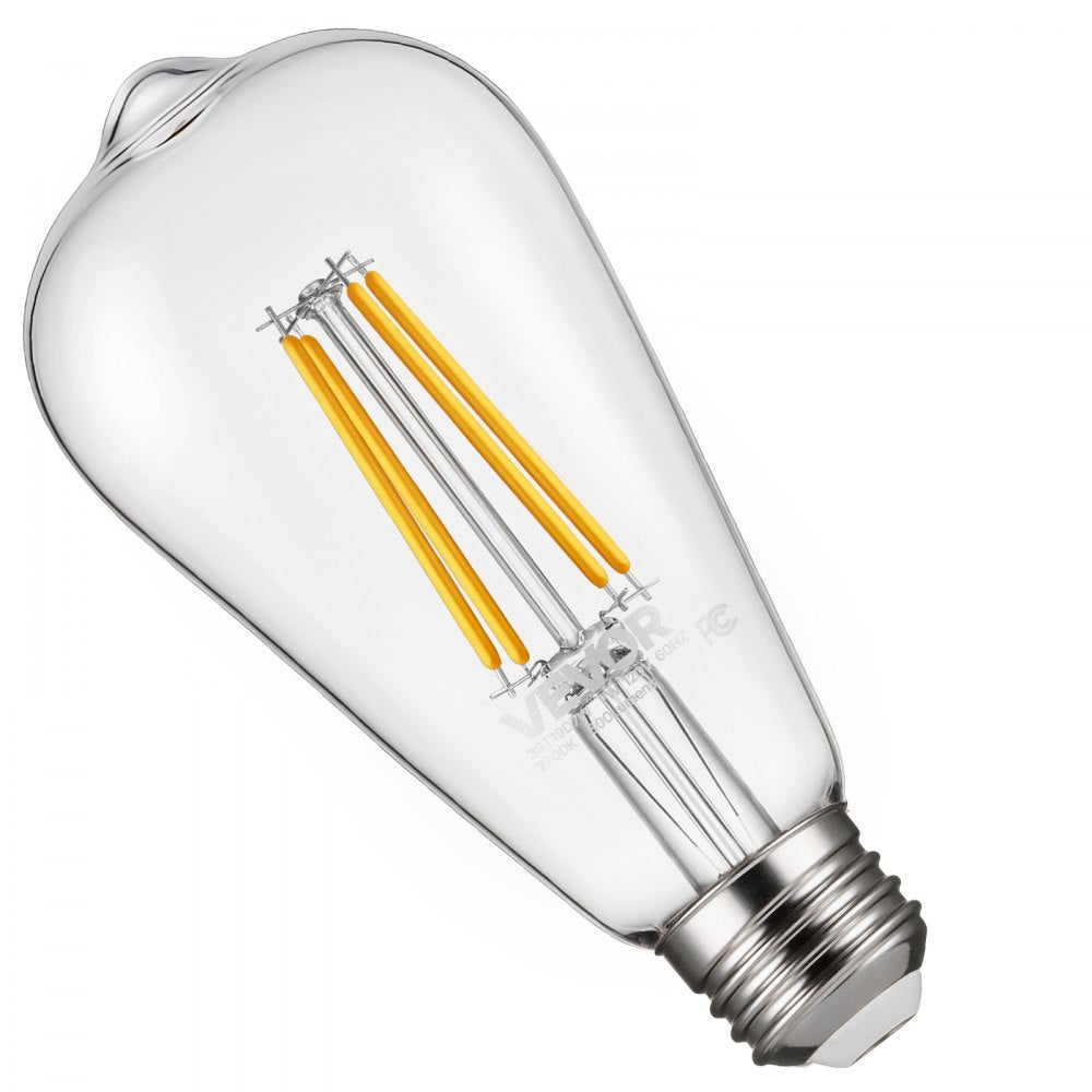 VEVOR 6 Pack Edison Bulbs LED, ST19 Vintage Edison Light Bulbs, 7W Dimmable 800 Lumens, 2700K Warm White, E26 Base LED Filament Bulb, Antique Glass Style for Home, Bedroom, Office, Farmhouse