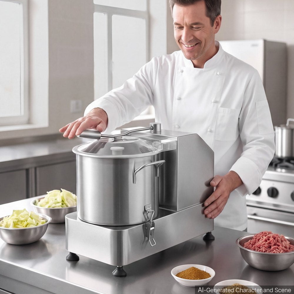 VEVOR Food Processor 9.5 qt 9 L Commercial Electric Vegetable Chopper 1800W, for Vegetables Fruit Grains Nuts, Food-Grade Stainless Steel Bowl, 110V Cutter with S-Shaped Blade, Variable Speed Dial