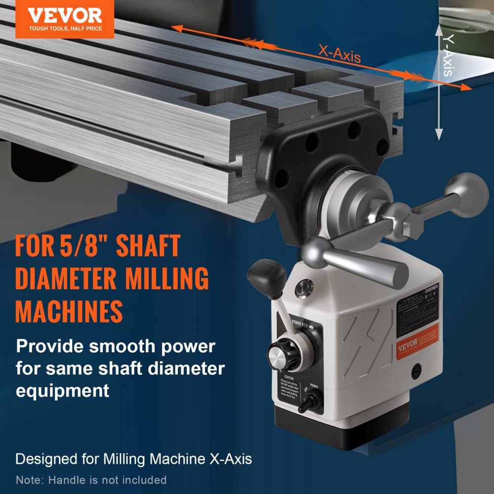 VEVOR X-Axis Power Feed for Milling Machine, 450 in-lb Torque, 0-200RPM Adjustable Rotate Speed 120V Power Table Feed Mill Feeder, for Bridgeport Some Knee Type Mills with a 5/8" End Shaft Diameter