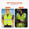 VEVOR Safety Vest, 10 Pockets Yellow Safety Vest, High Visibility Zipper Front Safety Vest with Reflective Strips, Hi Vis Work Construction Vest with Pockets and Walkie-Talkie Clip, for Men & Woman