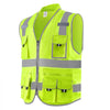 VEVOR Safety Vest, 10 Pockets Yellow Safety Vest, Hi Vis Zipper Front Safety Vest with Reflective Strips, High Visibility Work Construction Vest with Pockets and Walkie-Talkie Clip, for Men & Woman