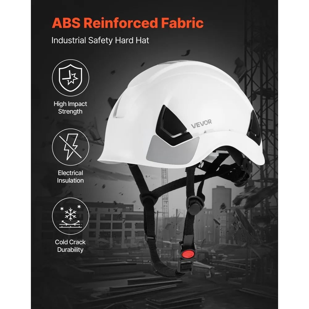 VEVOR Construction Safety Helmet, ANSI/ISEA Z89.1 Approved ABS Safety Hard Hat with 6-Point Ratchet Suspension, Adjustable Vented Hardhat for Men Women Adults, for Outdoor Indoor Industrial Workwear
