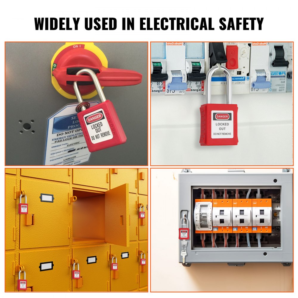VEVOR Lockout Tagout Locks Set, 10 PCS Red Safety Lockout Padlocks, with 2 Keys Per Lock, OSHA Compliant Lockout Locks, Lock Out Tag Out Safety Padlocks for Electrical Lockout Tag Out Kits