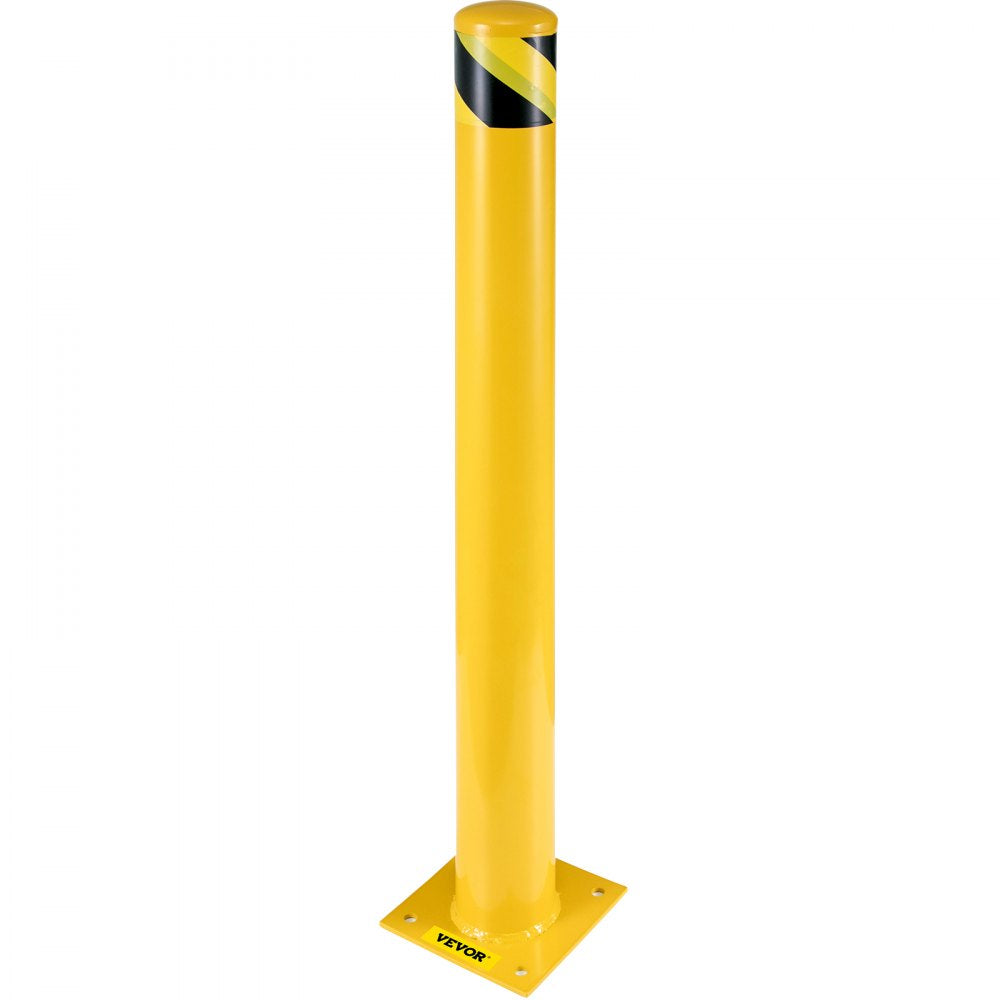 VEVOR Safety Bollard 48"x5.5", Safety Barrier Bollard 5-1/2" OD 48" Height, Yellow Powder Coat Pipe Steel Safety Barrier, with 4 Free Anchor Bolts, for Traffic-Sensitive Area