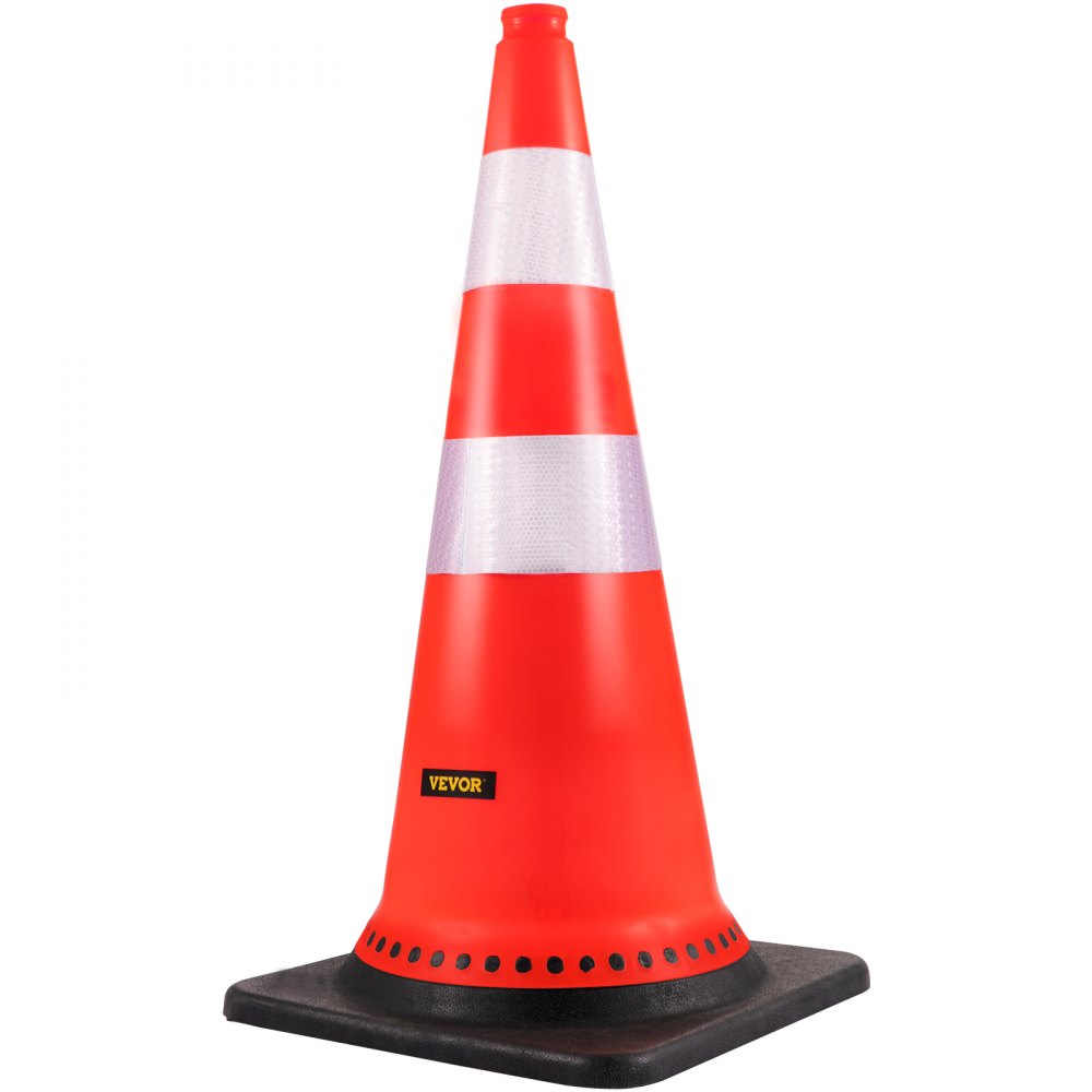 VEVOR Safety Cones, 8 x 30" Traffic Cones, PVC Orange Construction Cones, Reflective Collars Traffic Cones with Black Weighted Base Used for Traffic Control, Driveway Road Parking and School Improvem