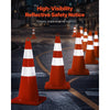 VEVOR Safety Cones, 12 x 28\" Traffic Cones, PVC Orange Construction Cones, 2 Reflective Collars Traffic Cones with Weighted Base and Hand-Held Ring Used for Traffic Control, Driveway Road Parking