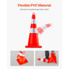 VEVOR Safety Cones, 12 x 28\" Traffic Cones, PVC Orange Construction Cones, 2 Reflective Collars Traffic Cones with Weighted Base and Hand-Held Ring Used for Traffic Control, Driveway Road Parking