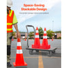 VEVOR Safety Cones, 12 x 28\" Traffic Cones, PVC Orange Construction Cones, 2 Reflective Collars Traffic Cones with Weighted Base and Hand-Held Ring Used for Traffic Control, Driveway Road Parking