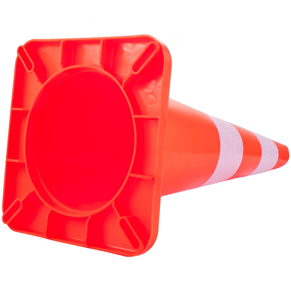 VEVOR Safety Cones, 12 x 28\" Traffic Cones, PVC Orange Construction Cones, 2 Reflective Collars Traffic Cones with Weighted Base and Hand-Held Ring Used for Traffic Control, Driveway Road Parking