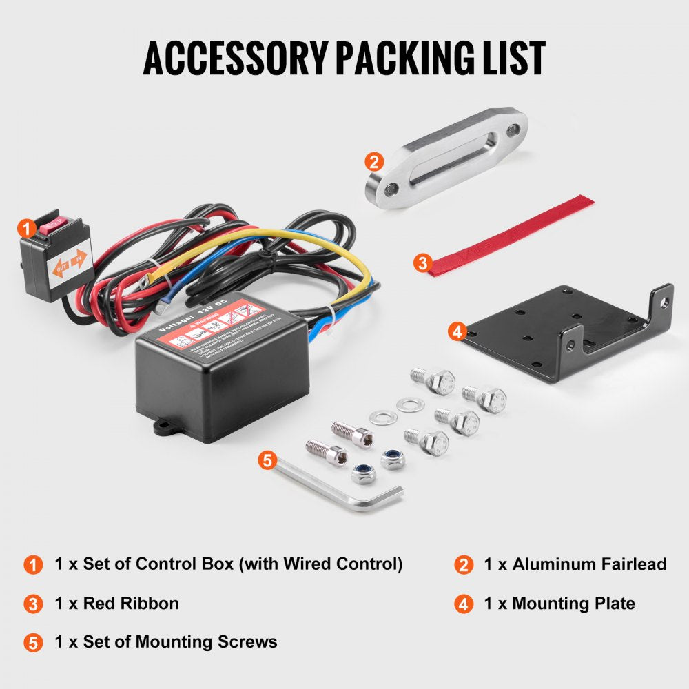 VEVOR Electric Winch, 3500 lb Line Pull Capacity, 12V DC ATV/UTV Winch with Φ3/16 in x 39 ft 12 Strands Synthetic Rope Aluminum Fairlead Wired Remote Control, IP55 Waterproof for Towing UTV ATV Boat