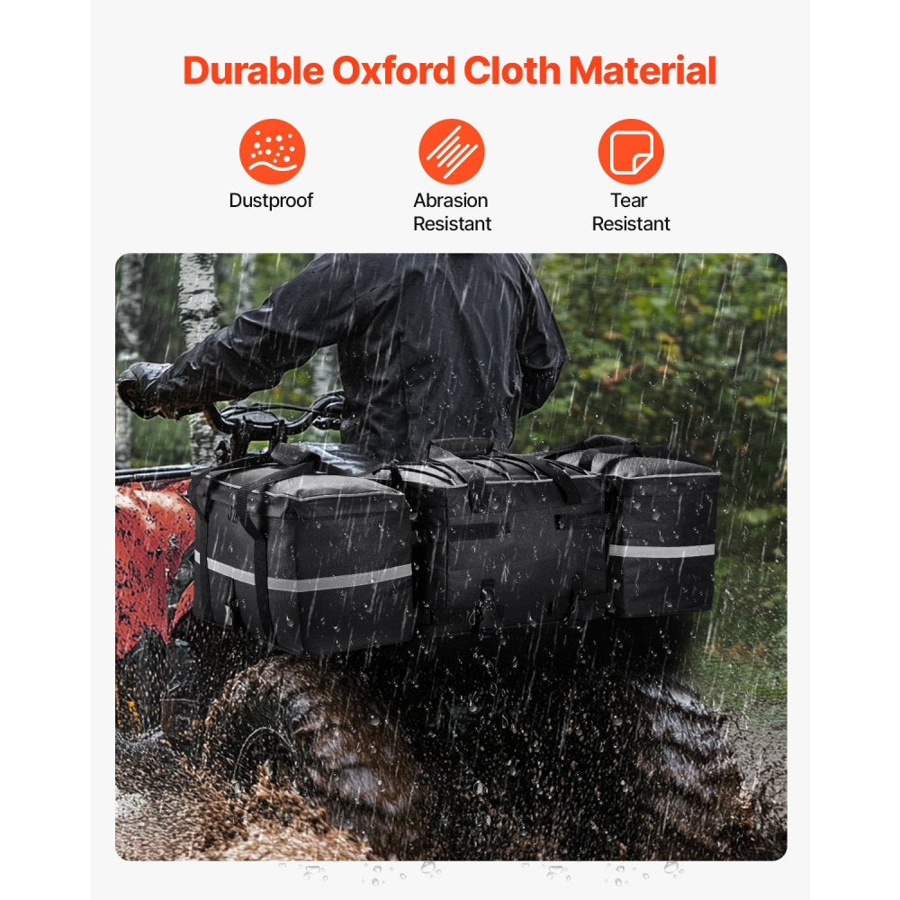 VEVOR ATV Rear Storage Bag, 54L ATV Rear Cargo Bag with 16L Cooler Insulated Bag, 600D Oxford Cloth Storage Rear Rack Seat Bag Fit Most ATVs with Rear Rack, Compatible with ATV, UTV, Can-Am Vehicles
