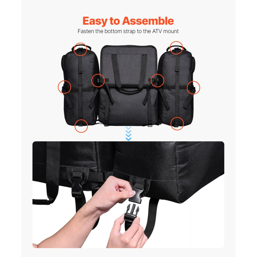 VEVOR ATV Rear Storage Bag, 74L ATV Rear Cargo Bag with Cooler Insulated Bag, 600D Oxford Cloth Storage Rear Rack Seat Bag Fit Most ATVs with Rear Rack, Compatible with ATV, UTV, Can-Am Vehicles
