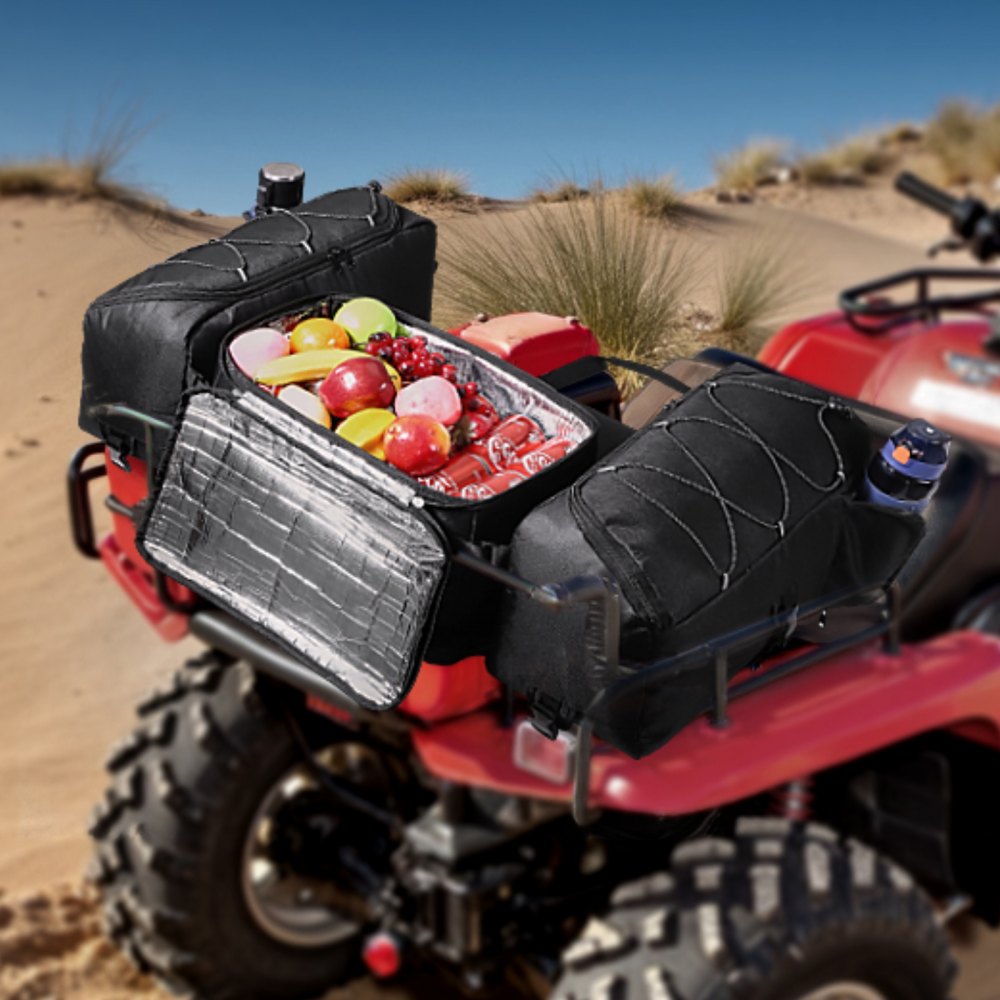 VEVOR ATV Rear Storage Bag, 74L ATV Rear Cargo Bag with Cooler Insulated Bag, 600D Oxford Cloth Storage Rear Rack Seat Bag Fit Most ATVs with Rear Rack, Compatible with ATV, UTV, Can-Am Vehicles