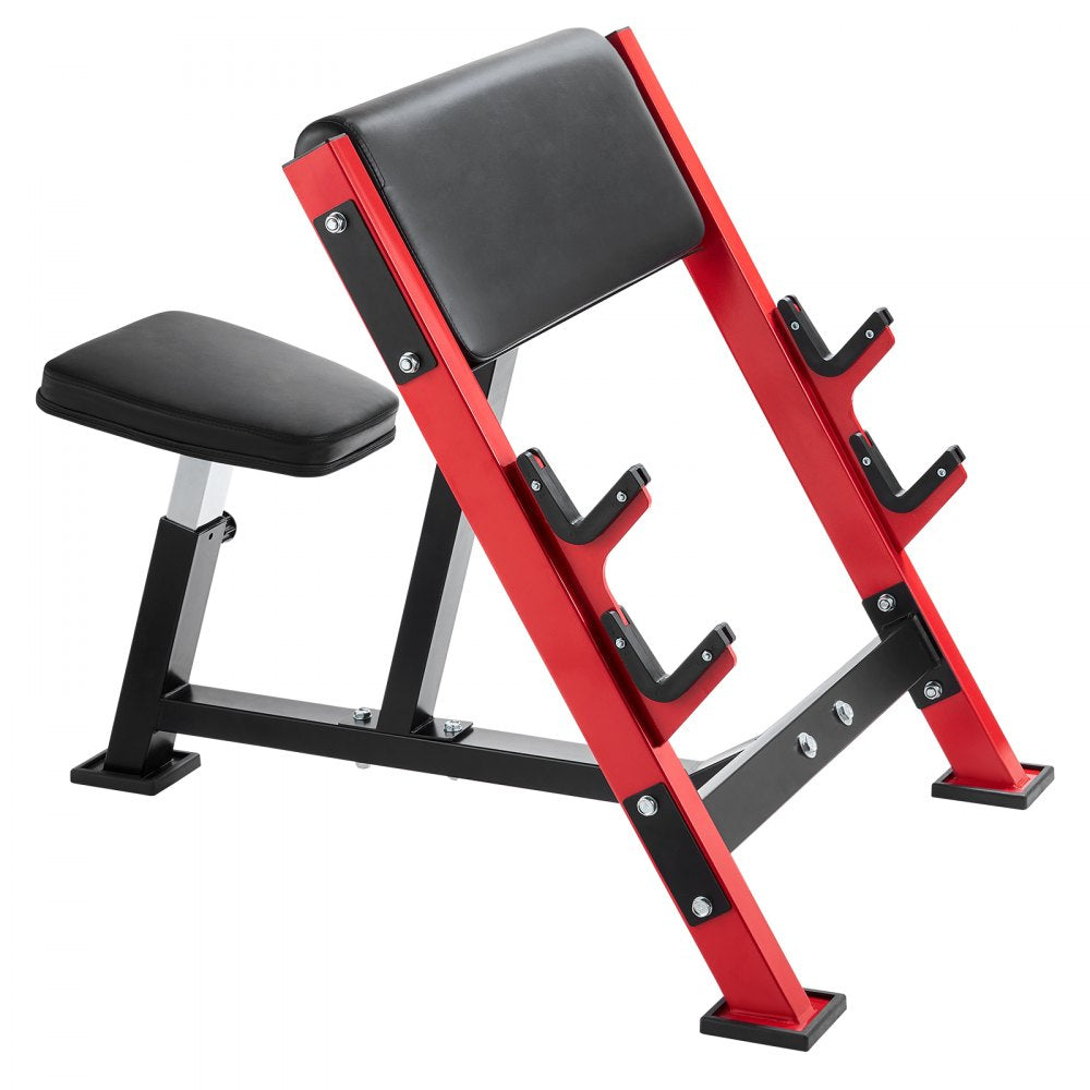 VEVOR Preacher Curl Bench, Strength Training Benches, Max load 660 LBS Home Gym Fitness Equipment, Seated Arm Isolated Barbell Dumbbell Bicep Station, Adjustable Weight Bench with Bar Holders