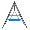 VEVOR Swing Set for Backyard, 40 in Saucer Swing Seat with Heavy Duty A-Frame Metal Stand, 440 lbs Load Capacity, Reinforced with Spiral Ground Anchors, Swingset Outdoor for Kids, Black and Blue