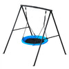 VEVOR Swing Set for Backyard, 40 in Saucer Swing Seat with Heavy Duty A-Frame Metal Stand, 440 lbs Load Capacity, Reinforced with Spiral Ground Anchors, Swingset Outdoor for Kids, Black and Blue