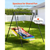 VEVOR Swing Set for Backyard, 60 x 32 in Swing Seat with Heavy Duty A-Frame Metal Stand, 440 lbs Load Capacity, Reinforced with Spiral Ground Anchors, Swingset Outdoor for Kids, Black and Colorful