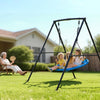 VEVOR Swing Set for Backyard, 60 x 32 in Swing Seat with Heavy Duty A-Frame Metal Stand, 440 lbs Load Capacity, Reinforced with Spiral Ground Anchors, Swingset Outdoor for Kids, Black and Colorful