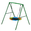 VEVOR Swing Set for Backyard, 40 in Saucer Swing Seat with Heavy Duty A-Frame Metal Stand, 440 lbs Load Capacity, Reinforced with Spiral Ground Anchors, Swingset Outdoor for Kids, Green and Colorful