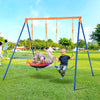 VEVOR Swing Sets for Backyard, 440lbs Load Capacity Swing Set, with 1 Saucer Swing Seat, 1 Belt Swing Seat, Heavy Duty A-Frame Metal Swing Stand and Adjustable Rope, Swingset Outdoor for Kids
