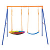 VEVOR Swing Sets for Backyard, 440lbs Load Capacity Swing Set, with 1 Saucer Swing Seat, 1 Belt Swing Seat, Heavy Duty A-Frame Metal Swing Stand and Adjustable Rope, Swingset Outdoor for Kids