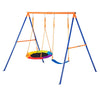 VEVOR Swing Sets for Backyard, 440lbs Load Capacity Swing Set, with 1 Saucer Swing Seat, 1 Belt Swing Seat, Heavy Duty A-Frame Metal Swing Stand and Adjustable Rope, Swingset Outdoor for Kids