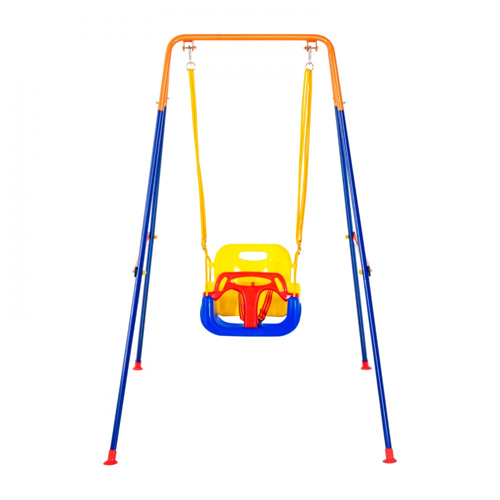 VEVOR Swing Sets for Backyard, 3-in-1 Toddler Swing Set with 4 Sandbags, Foldable Metal Stand, Easy to Assemble, Swingset Indoor/Outdoor for Kids 3-6 Years, Youth 6-10 Years and Teenagers 10+