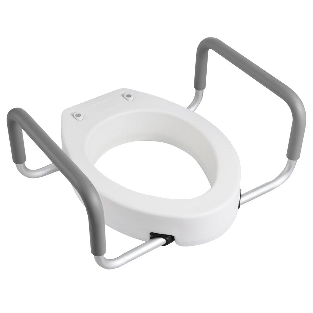 VEVOR Raised Toilet Seat with Arms, 300 lbs Load Capacity, 3.5-Inch Lift Height, Widened Commode Elevated Toilet Seat Riser with Padded Handles for Seniors, Elderly, Handicap, Disabled, and Adults