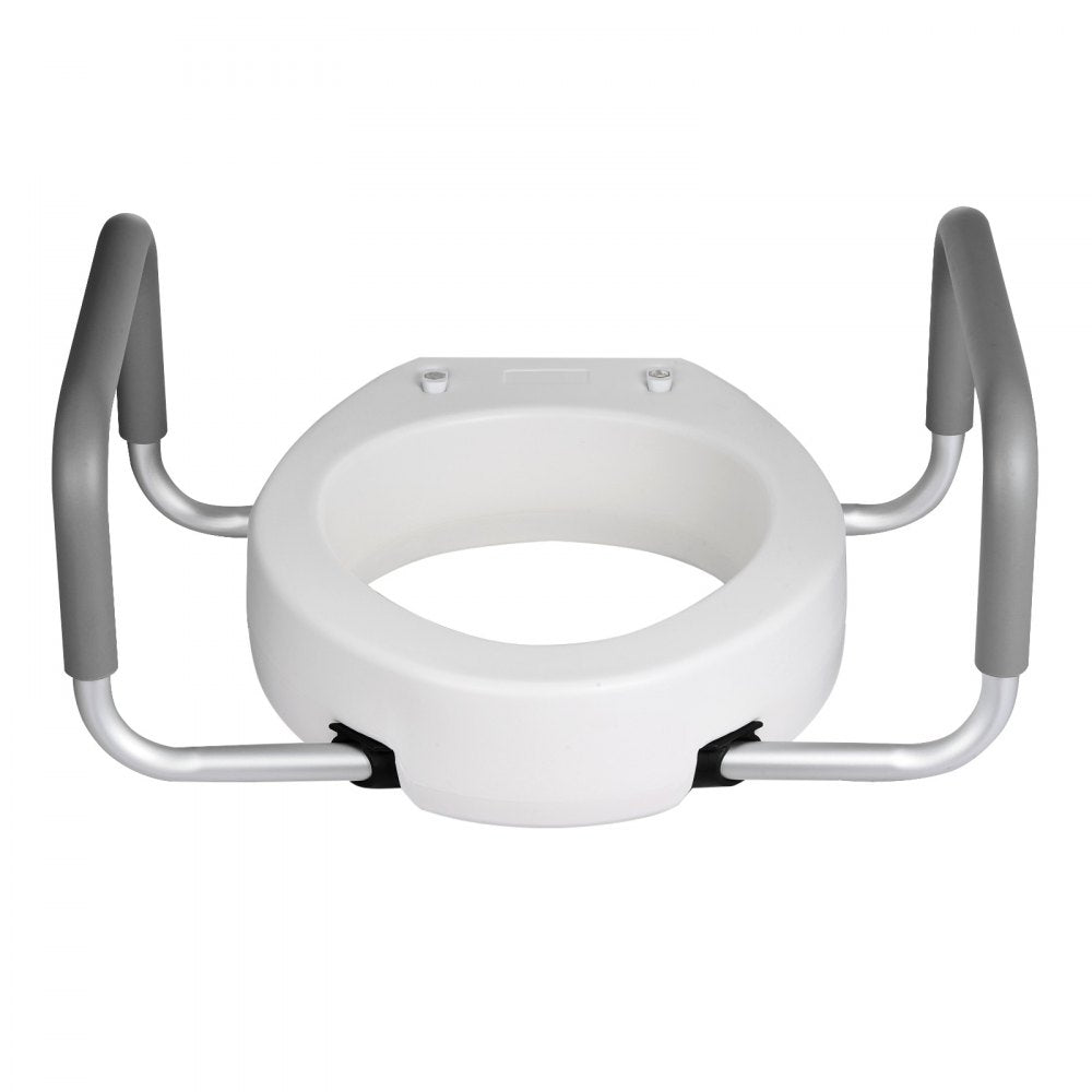 VEVOR Raised Toilet Seat with Arms, 300 lbs Load Capacity, 3.5-Inch Lift Height, Widened Commode Elevated Toilet Seat Riser with Padded Handles for Seniors, Elderly, Handicap, Disabled, and Adults