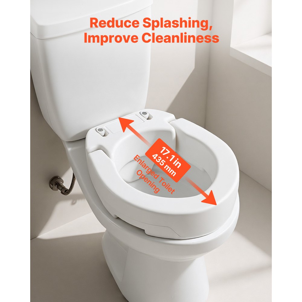 VEVOR Raised Toilet Seat, 300 lbs Load Capacity, 3.5-Inch Lift Height, Commode Elevated Toilet Seat Riser with Enlarged Opening for Seniors, Elderly, Handicap, Disabled, and Adults, Fits Round Bowl