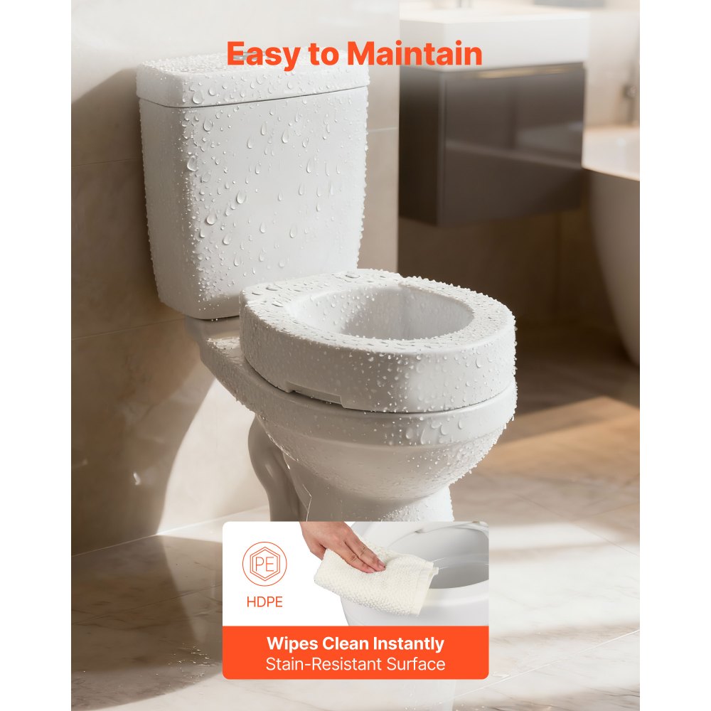 VEVOR Raised Toilet Seat, 300 lbs Load Capacity, 3.5-Inch Lift Height, Commode Elevated Toilet Seat Riser with Enlarged Opening for Seniors, Elderly, Handicap, Disabled, and Adults, Fits Round Bowl