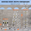 VEVOR Telescoping Ladder, 12.5FT A-Shape Aluminum Extension Ladder Lightweight, Multi-button Retraction Collapsible Ladder, 375 LBS Capacity w/ Stabilizer Bar, Multi-Purpose Ladders for RV, Camper