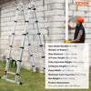 VEVOR Telescoping Ladder, 12.5FT A-Shape Aluminum Extension Ladder Lightweight, Multi-button Retraction Collapsible Ladder, 375 LBS Capacity w/ Stabilizer Bar, Multi-Purpose Ladders for RV, Camper