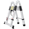 VEVOR Telescoping Ladder, 12.5FT A-Shape Aluminum Extension Ladder Lightweight, Multi-button Retraction Collapsible Ladder, 375 LBS Capacity w/ Stabilizer Bar, Multi-Purpose Ladders for RV, Camper