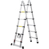 VEVOR Telescoping Ladder, 12.5FT A-Shape Aluminum Extension Ladder Lightweight, Multi-button Retraction Collapsible Ladder, 375 LBS Capacity w/ Stabilizer Bar, Multi-Purpose Ladders for RV, Camper